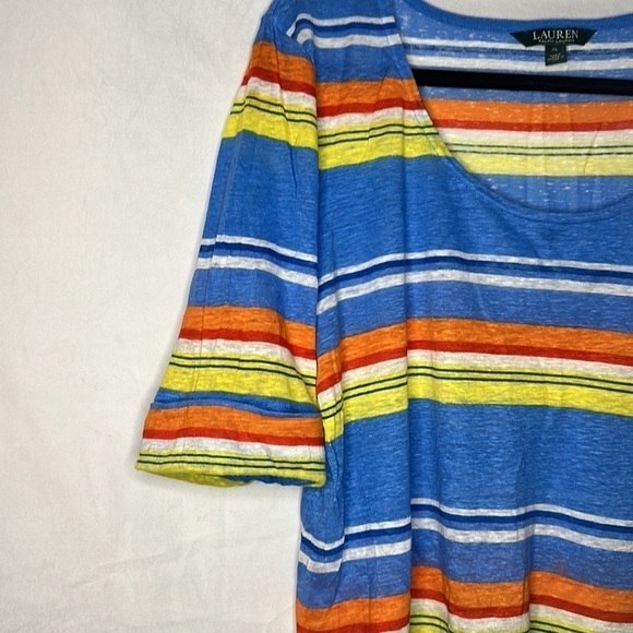 RALPH LAUREN STRIPE QUARTER SLEEVE SHIRT (XL) - Picture 4 of 6